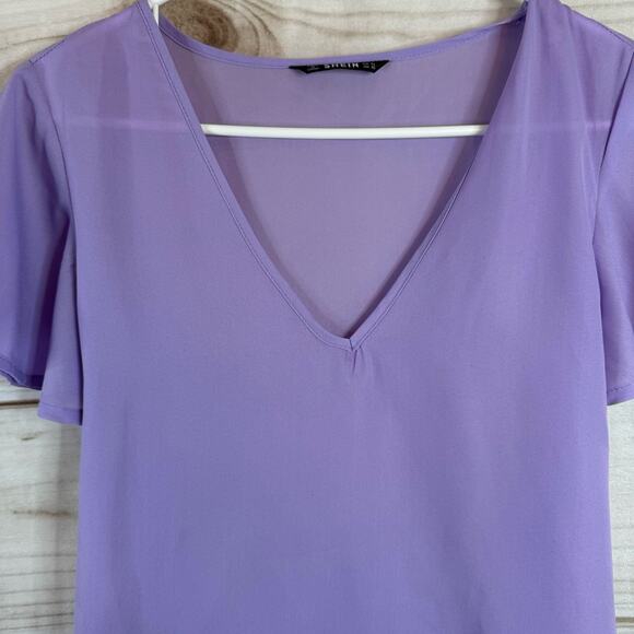 Shein Purple Hi-Low Short Sleeve Blouse Size XS - Picture 2 of 6